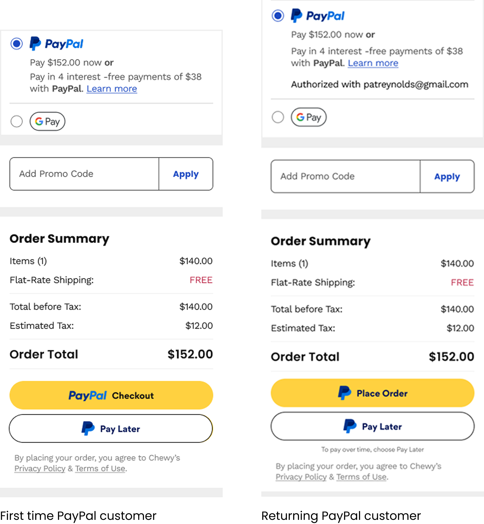 After: unified PayPal flow