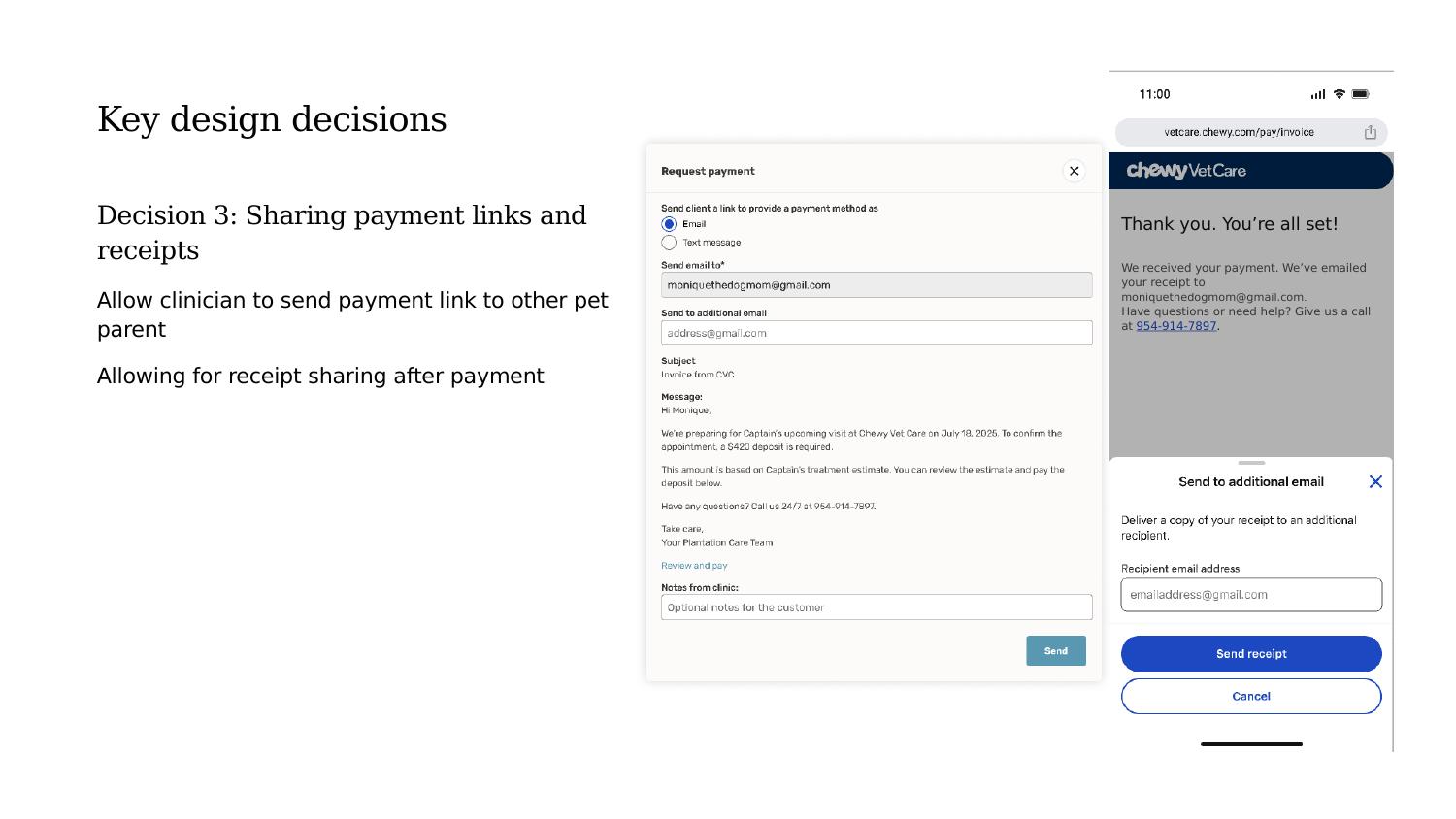Sharing payment links and receipts